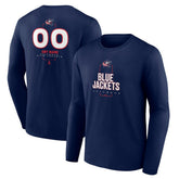 NHL Navy Columbus Blue Jackets Personalized Name & Number Midfielder Long Sleeve T-Shirt