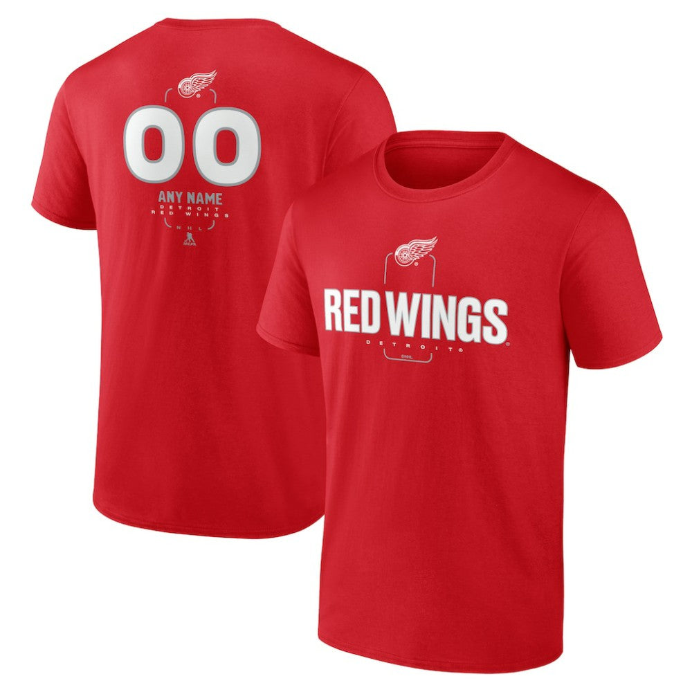 NHL Red Detroit Red Wings Personalized Name & Number Midfielder T-Shirt