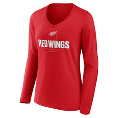 NHL Red Detroit Red Wings Women's Personalized Name & Number Midfielder Long Sleeve V-Neck T-Shirt