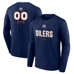 NHL Navy Edmonton Oilers Personalized Name & Number Midfielder Long Sleeve T-Shirt