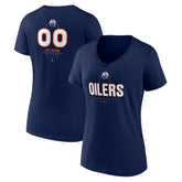 NHL Navy Edmonton Oilers Women's Personalized Name & Number Midfielder V-Neck T-Shirt