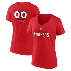 NHL Red Florida Panthers Women's Personalized Name & Number Midfielder V-Neck T-Shirt