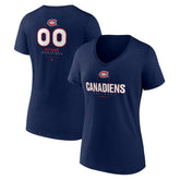 NHL Navy Montreal Canadiens Women's Personalized Name & Number Midfielder V-Neck T-Shirt