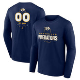 NHL Navy Nashville Predators Personalized Name & Number Midfielder Long Sleeve T-Shirt