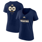 NHL Navy Nashville Predators Women's Personalized Name & Number Midfielder V-Neck T-Shirt