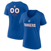 NHL Blue New York Rangers Women's Personalized Name & Number Midfielder V-Neck T-Shirt