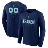 NHL Deep Sea Blue Seattle Kraken Personalized Name & Number Midfielder Long Sleeve T-Shirt