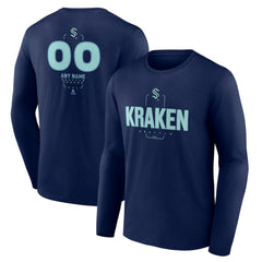 NHL Deep Sea Blue Seattle Kraken Personalized Name & Number Midfielder Long Sleeve T-Shirt