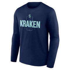 NHL Deep Sea Blue Seattle Kraken Personalized Name & Number Midfielder Long Sleeve T-Shirt