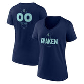NHL Deep Sea Blue Seattle Kraken Women's Personalized Name & Number Midfielder V-Neck T-Shirt