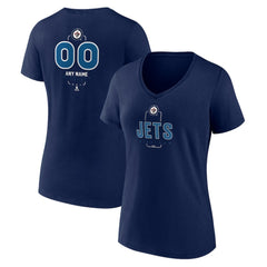 NHL Navy Winnipeg Jets Women's Personalized Name & Number Midfielder V-Neck T-Shirt