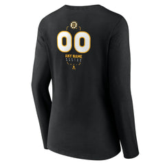 NHL Black Boston Bruins Women's Personalized Name & Number Midfielder Long Sleeve V-Neck T-Shirt