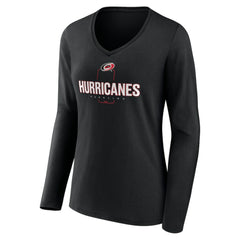 NHL Black Carolina Hurricanes Women's Personalized Name & Number Midfielder Long Sleeve V-Neck T-Shirt