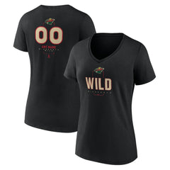 NHL Black Minnesota Wild Women's Personalized Name & Number Midfielder V-Neck T-Shirt