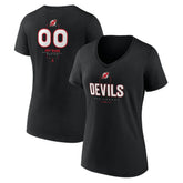 NHL Black New Jersey Devils Women's Personalized Name & Number Midfielder V-Neck T-Shirt
