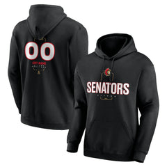 NHL Black Ottawa Senators Personalized Name & Number Midfielder Pullover Hoodie