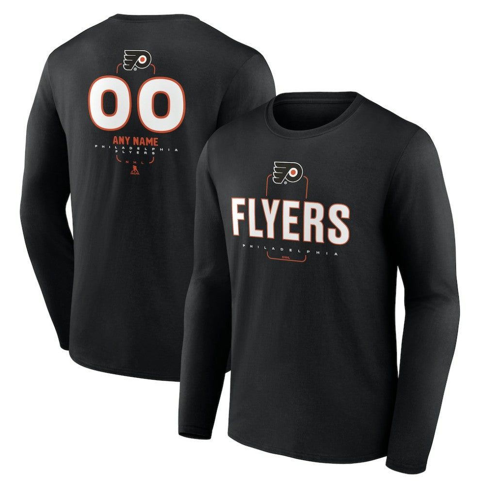 NHL Black Philadelphia Flyers Personalized Name & Number Midfielder Long Sleeve T-Shirt