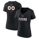 NHL Black Philadelphia Flyers Women's Personalized Name & Number Midfielder V-Neck T-Shirt