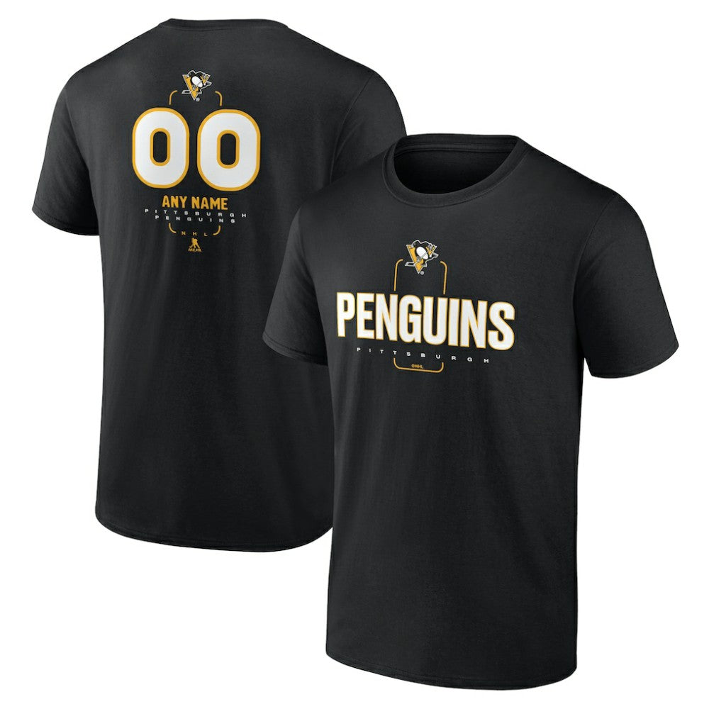 NHL Black Pittsburgh Penguins Personalized Name & Number Midfielder T-Shirt