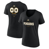 NHL Black Pittsburgh Penguins Women's Personalized Name & Number Midfielder V-Neck T-Shirt