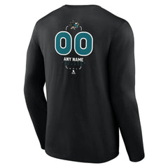 NHL Black San Jose Sharks Personalized Name & Number Midfielder Long Sleeve T-Shirt