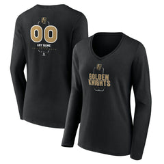 NHL Black Vegas Golden Knights Women's Personalized Name & Number Midfielder Long Sleeve V-Neck T-Shirt