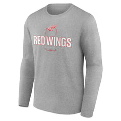NHL Gray Detroit Red Wings Personalized Name & Number Midfielder Long Sleeve T-Shirt