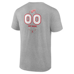 NHL Gray Detroit Red Wings Personalized Name & Number Midfielder T-Shirt