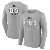 NHL Gray Philadelphia Flyers Personalized Name & Number Midfielder Long Sleeve T-Shirt