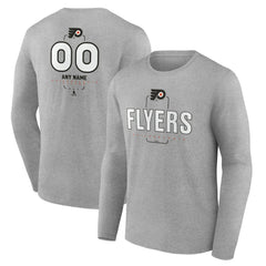 NHL Gray Philadelphia Flyers Personalized Name & Number Midfielder Long Sleeve T-Shirt