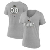 NHL Gray Philadelphia Flyers Women's Personalized Name & Number Midfielder V-Neck T-Shirt
