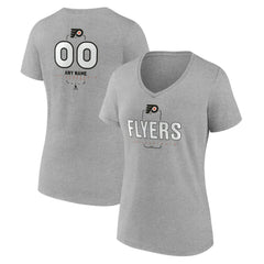 NHL Gray Philadelphia Flyers Women's Personalized Name & Number Midfielder V-Neck T-Shirt