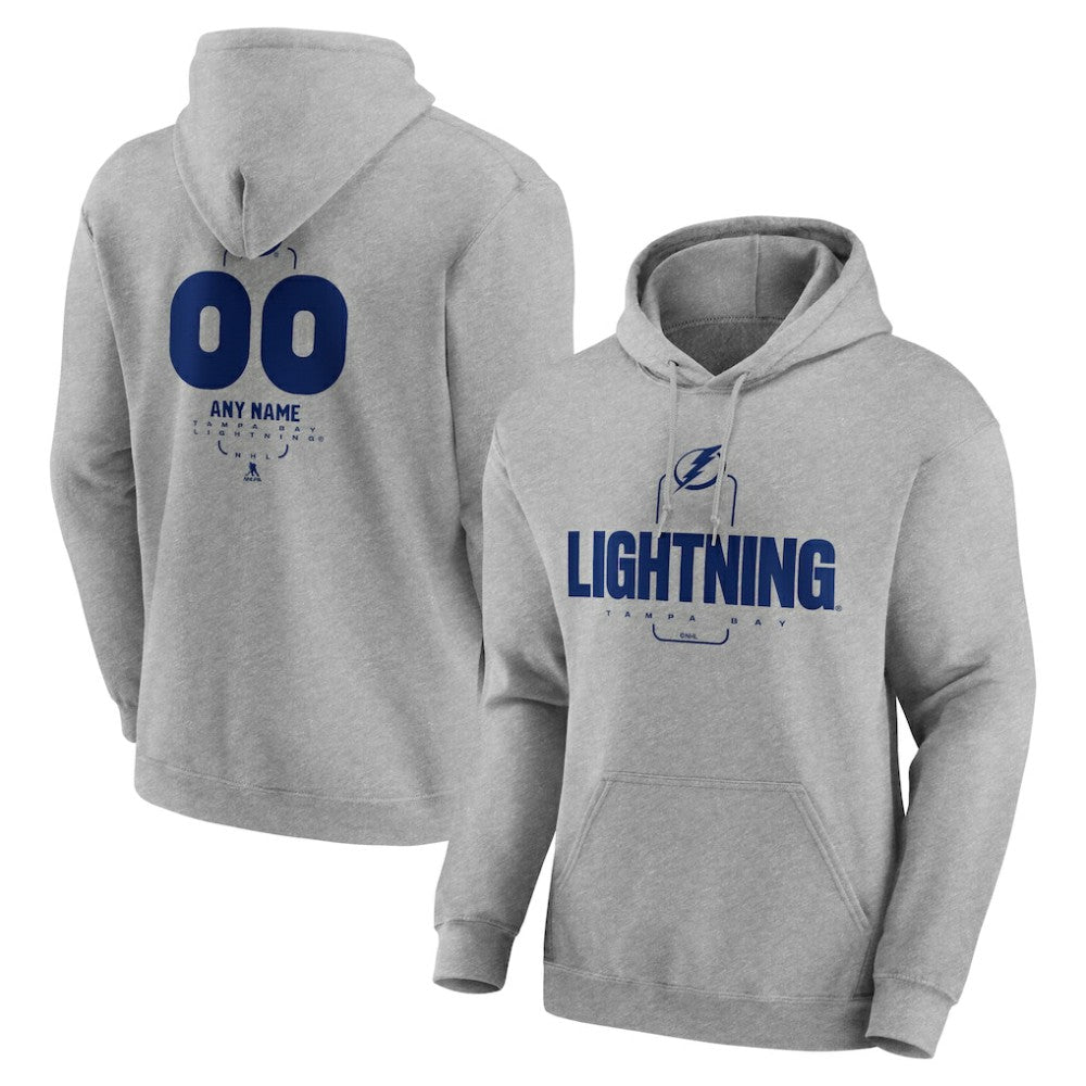 NHL Gray Tampa Bay Lightning Personalized Name & Number Midfielder Pullover Hoodie