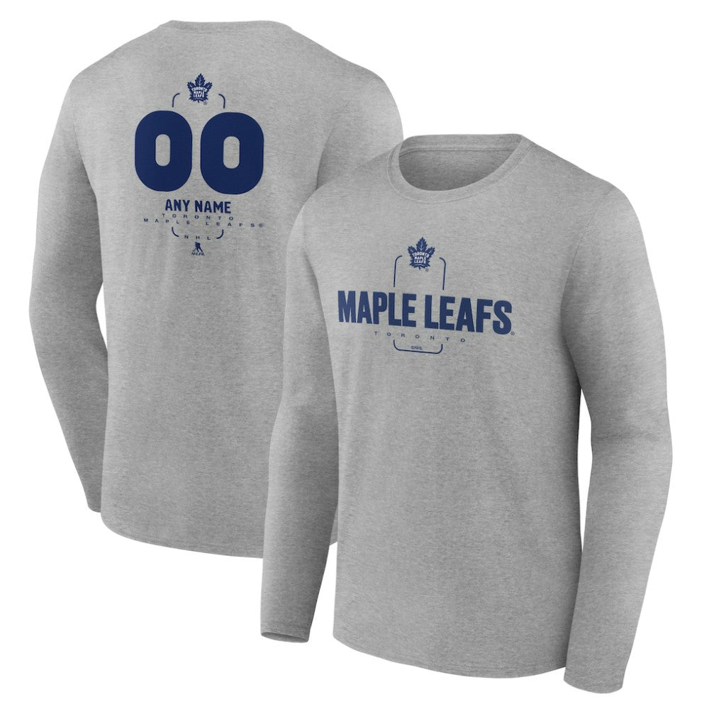 NHL Gray Toronto Maple Leafs Personalized Name & Number Midfielder Long Sleeve T-Shirt