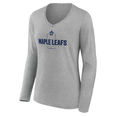 NHL Gray Toronto Maple Leafs Women's Personalized Name & Number Midfielder Long Sleeve V-Neck T-Shirt