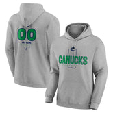 NHL Gray Vancouver Canucks Personalized Name & Number Midfielder Pullover Hoodie