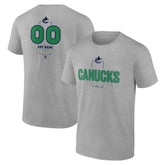 NHL Gray Vancouver Canucks Personalized Name & Number Midfielder T-Shirt