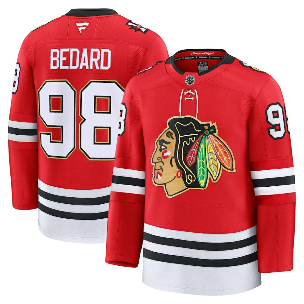 NHL Red Connor Bedard Chicago Blackhawks Fanatics Centennial Premium Player Jersey