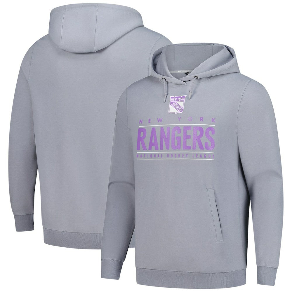 NHL Gray New York Rangers Levelwear Hockey Fights Cancer Pulsar Off Season Tri-Blend Pullover Hoodie