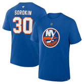 NHL Royal Ilya Sorokin New York Islanders Fanatics Authentic Stack Name & Number T-Shirt