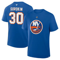 NHL Royal Ilya Sorokin New York Islanders Fanatics Authentic Stack Name & Number T-Shirt