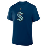 NHL Navy Matty Beniers Seattle Kraken Fanatics Authentic Stack Name & Number T-Shirt