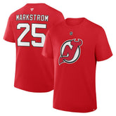 NHL Red Jacob Markstrom New Jersey Devils Fanatics Authentic Stack Name & Number T-Shirt
