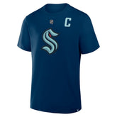 NHL Navy Jordan Eberle Seattle Kraken Fanatics Authentic Stack Name & Number T-Shirt
