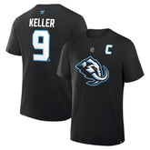 NHL Black Clayton Keller Utah Mammoth Fanatics Authentic Stack Name & Number T-Shirt