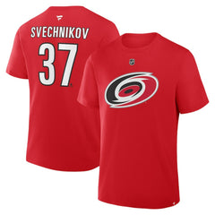NHL Red Andrei Svechnikov Carolina Hurricanes Fanatics Authentic Stack Name & Number T-Shirt