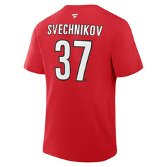 NHL Red Andrei Svechnikov Carolina Hurricanes Fanatics Authentic Stack Name & Number T-Shirt