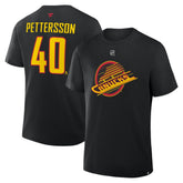 NHL Black Elias Pettersson Vancouver Canucks Fanatics Authentic Stack Name & Number T-Shirt