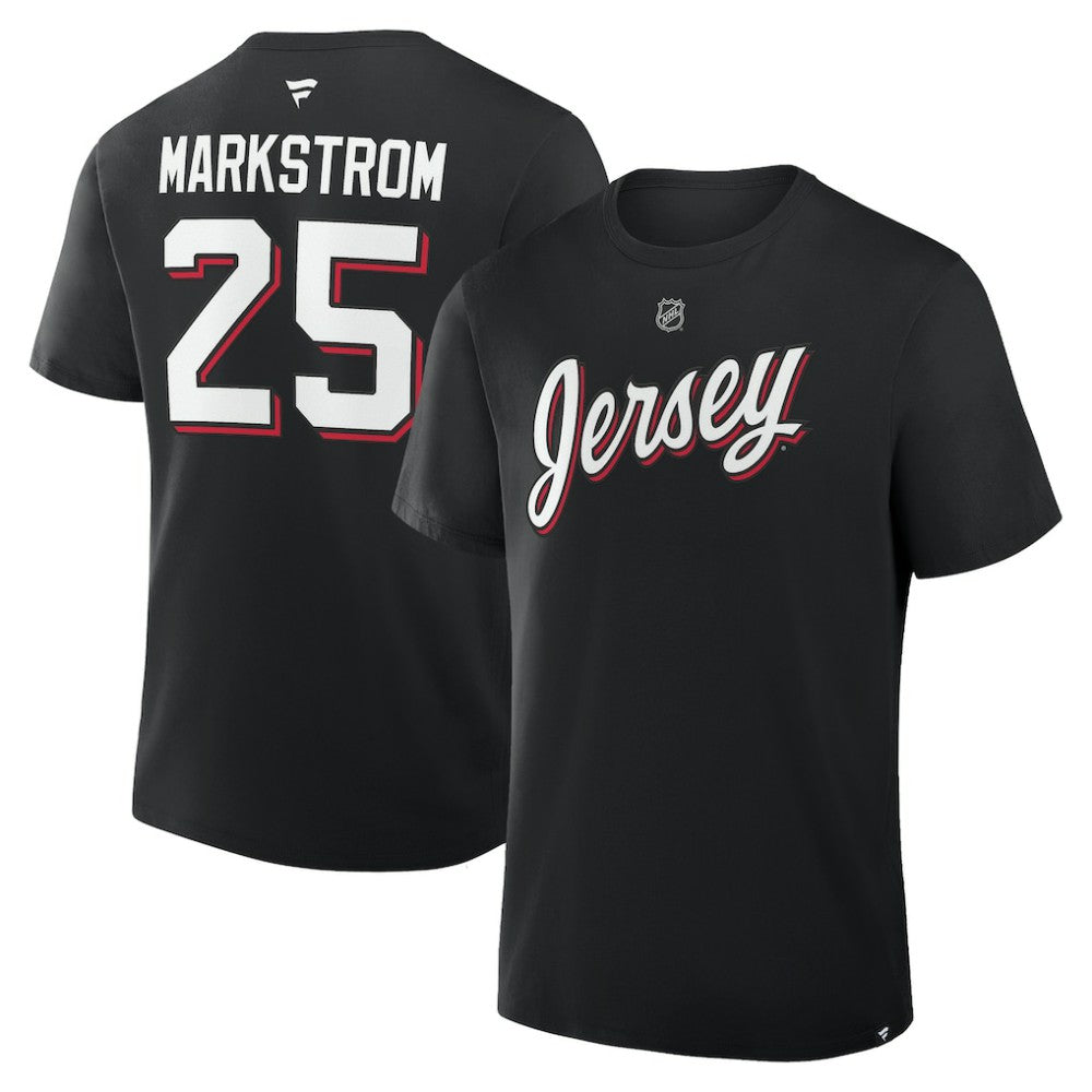 NHL Black Jacob Markstrom New Jersey Devils Fanatics Authentic Stack Name & Number T-Shirt