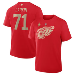 NHL Red Dylan Larkin Detroit Red Wings Fanatics Authentic Stack Name & Number T-Shirt